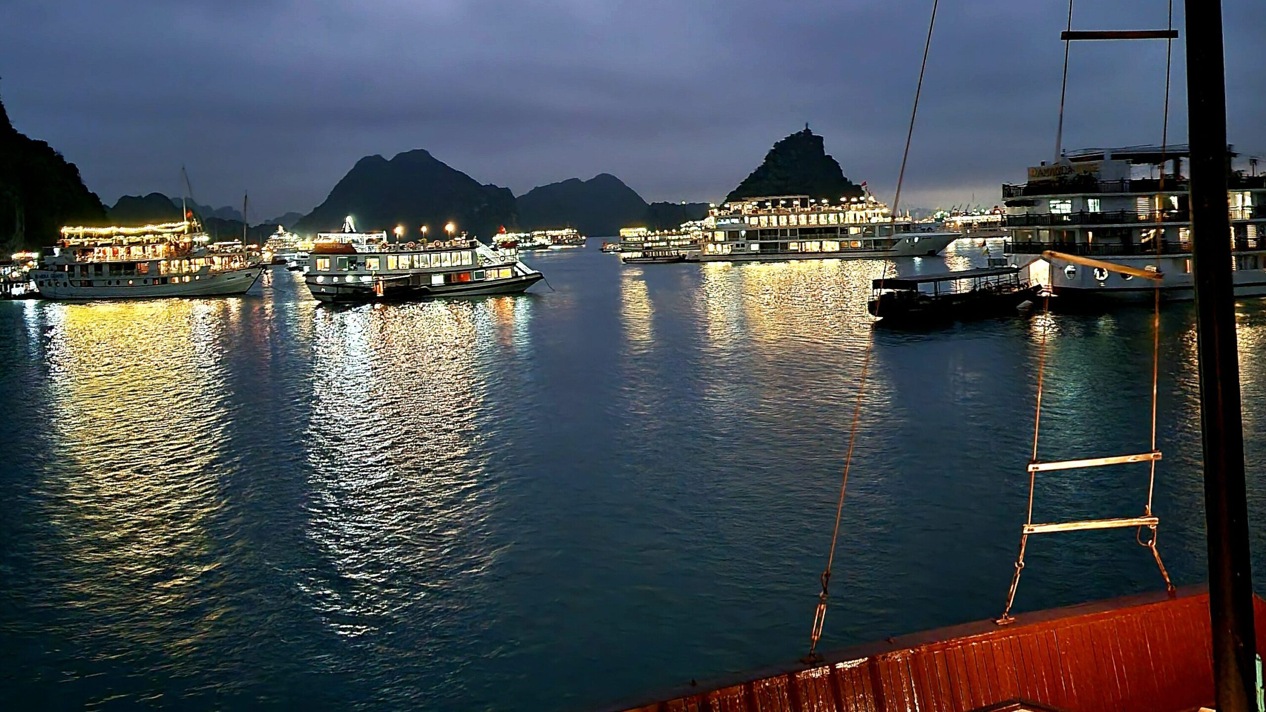 overnight view from junk boat in halong bay vietnam