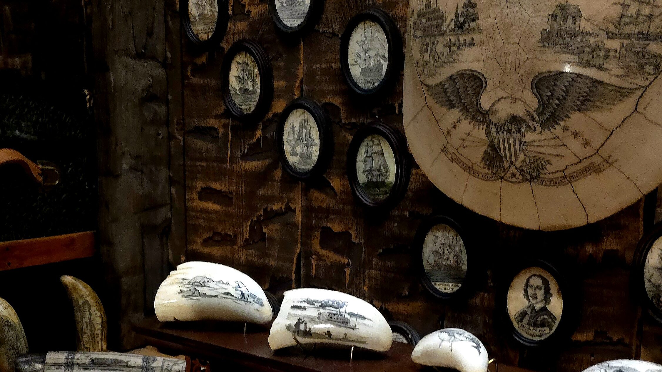 Whale bone display at the house on the rock